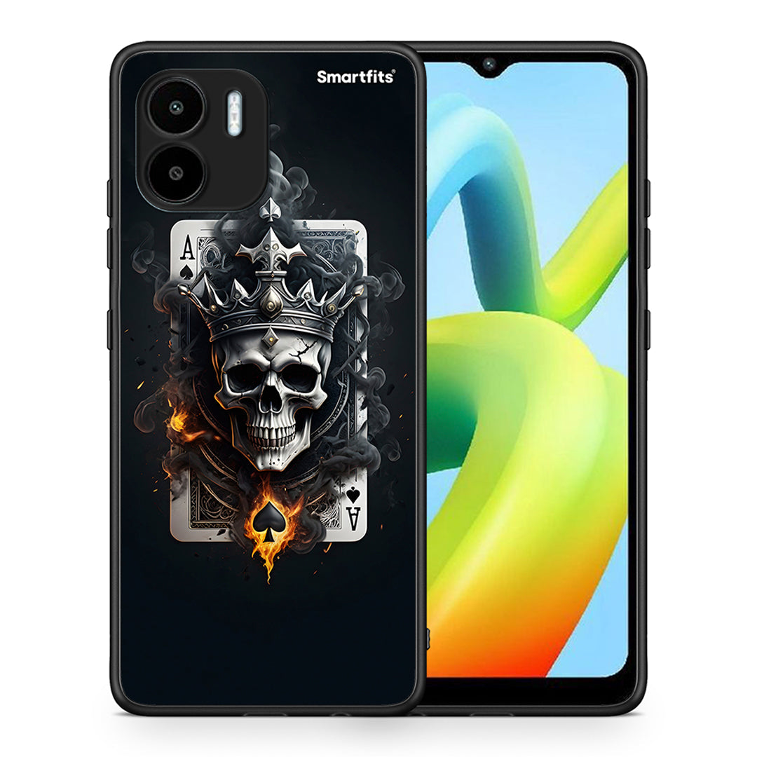 Θήκη Xiaomi Redmi A1 / A2 Skull King Ace από τη Smartfits με σχέδιο στο πίσω μέρος και μαύρο περίβλημα | Xiaomi Redmi A1 / A2 Skull King Ace Case with Colorful Back and Black Bezels