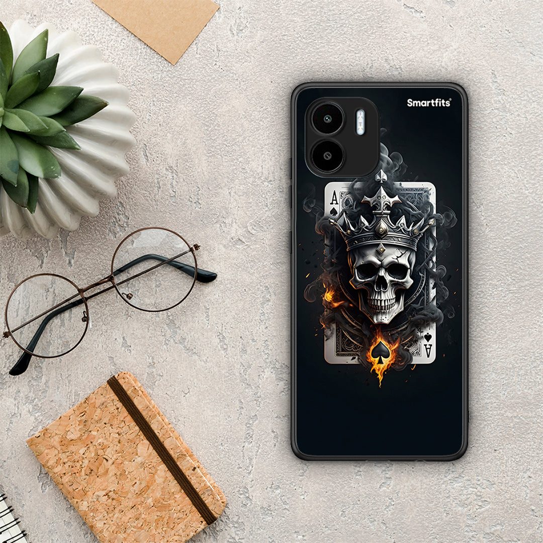 Θήκη Xiaomi Redmi A1 / A2 Skull King Ace από τη Smartfits με σχέδιο στο πίσω μέρος και μαύρο περίβλημα | Xiaomi Redmi A1 / A2 Skull King Ace Case with Colorful Back and Black Bezels