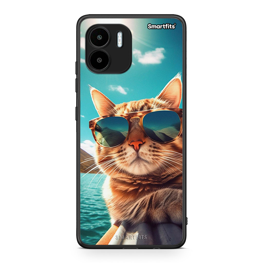 Θήκη Xiaomi Redmi A1 / A2 Summer Cat από τη Smartfits με σχέδιο στο πίσω μέρος και μαύρο περίβλημα | Xiaomi Redmi A1 / A2 Summer Cat Case with Colorful Back and Black Bezels