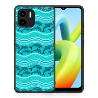 Thumbnail for Θήκη Xiaomi Redmi A1 / A2 Swimming Dolphins από τη Smartfits με σχέδιο στο πίσω μέρος και μαύρο περίβλημα | Xiaomi Redmi A1 / A2 Swimming Dolphins Case with Colorful Back and Black Bezels