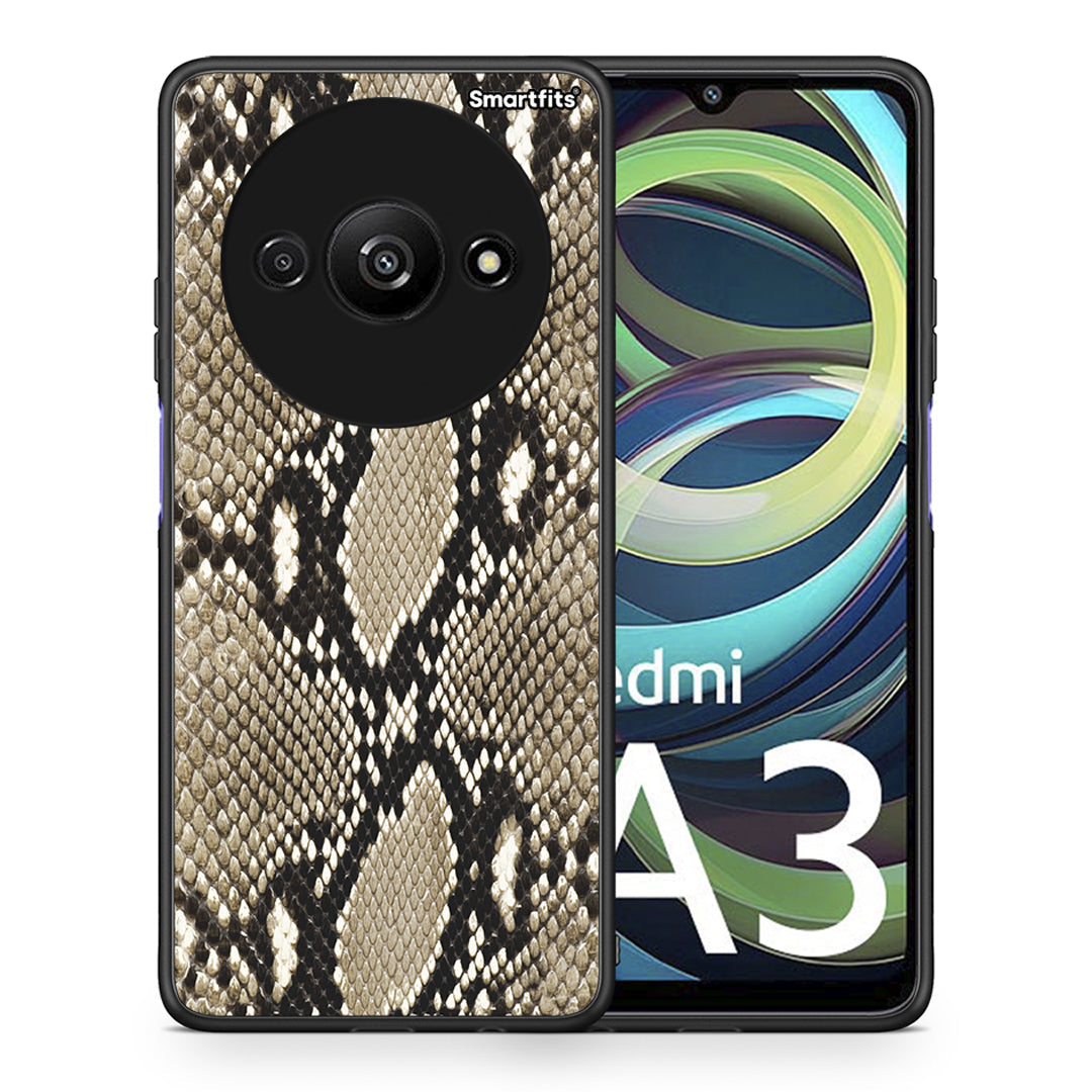 Θήκη Xiaomi Redmi A3 Fashion Snake Animal από τη Smartfits με σχέδιο στο πίσω μέρος και μαύρο περίβλημα | Xiaomi Redmi A3 Fashion Snake Animal case with colorful back and black bezels
