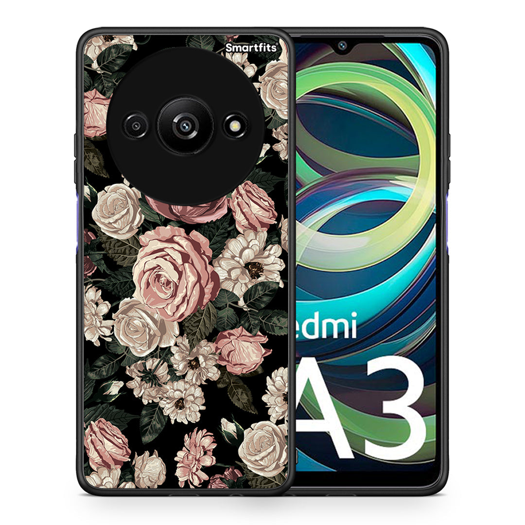 Θήκη Xiaomi Redmi A3 Wild Roses Flower από τη Smartfits με σχέδιο στο πίσω μέρος και μαύρο περίβλημα | Xiaomi Redmi A3 Wild Roses Flower case with colorful back and black bezels