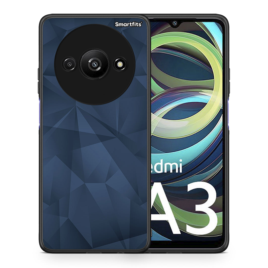 Θήκη Xiaomi Redmi A3 Blue Abstract Geometric από τη Smartfits με σχέδιο στο πίσω μέρος και μαύρο περίβλημα | Xiaomi Redmi A3 Blue Abstract Geometric case with colorful back and black bezels