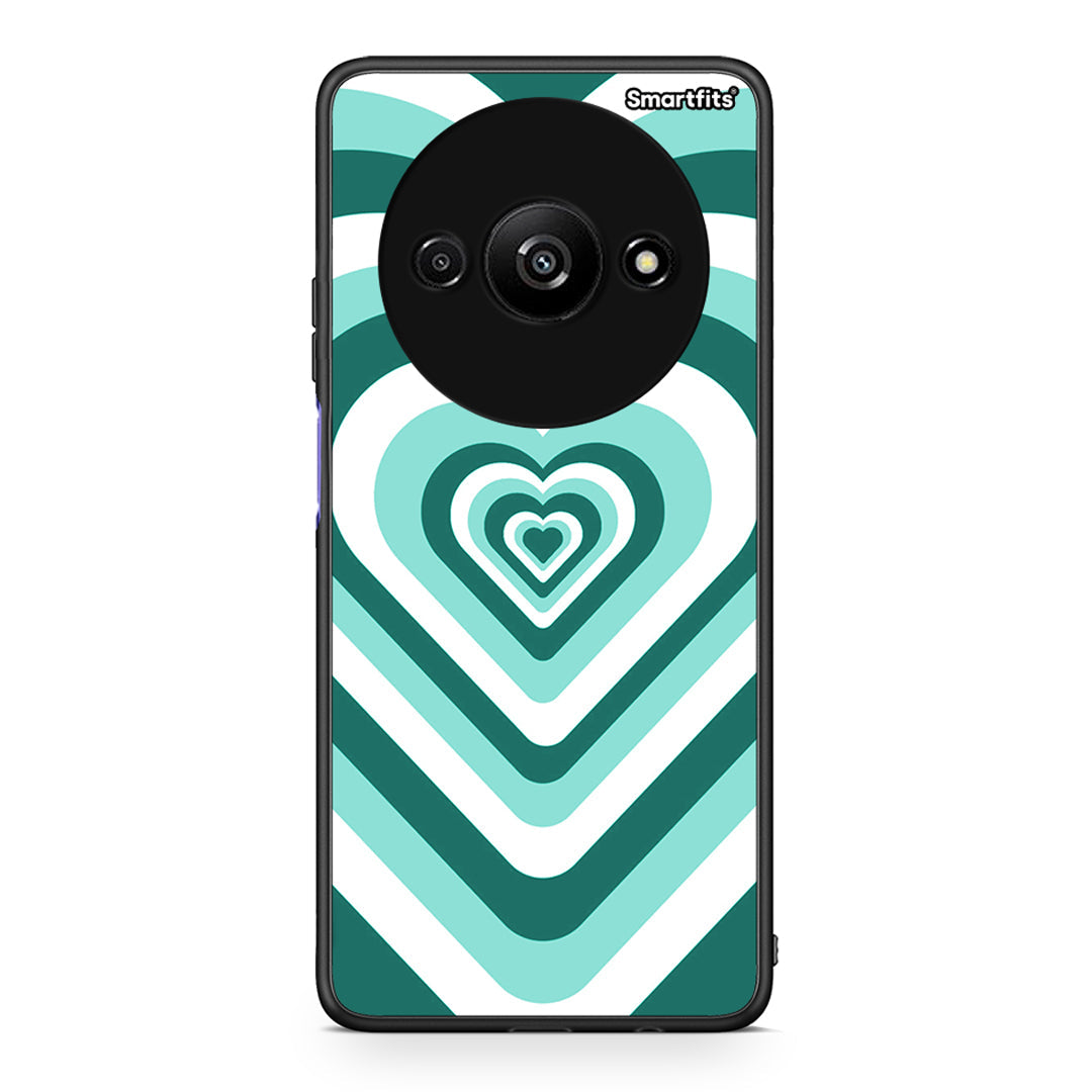 Xiaomi Redmi A3 Green Hearts θήκη από τη Smartfits με σχέδιο στο πίσω μέρος και μαύρο περίβλημα | Smartphone case with colorful back and black bezels by Smartfits