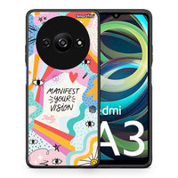 Thumbnail for Θήκη Xiaomi Redmi A3 Manifest Your Vision από τη Smartfits με σχέδιο στο πίσω μέρος και μαύρο περίβλημα | Xiaomi Redmi A3 Manifest Your Vision case with colorful back and black bezels