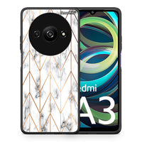 Thumbnail for Θήκη Xiaomi Redmi A3 Gold Geometric Marble από τη Smartfits με σχέδιο στο πίσω μέρος και μαύρο περίβλημα | Xiaomi Redmi A3 Gold Geometric Marble case with colorful back and black bezels