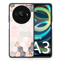 Thumbnail for Θήκη Xiaomi Redmi A3 Hexagon Pink Marble από τη Smartfits με σχέδιο στο πίσω μέρος και μαύρο περίβλημα | Xiaomi Redmi A3 Hexagon Pink Marble case with colorful back and black bezels
