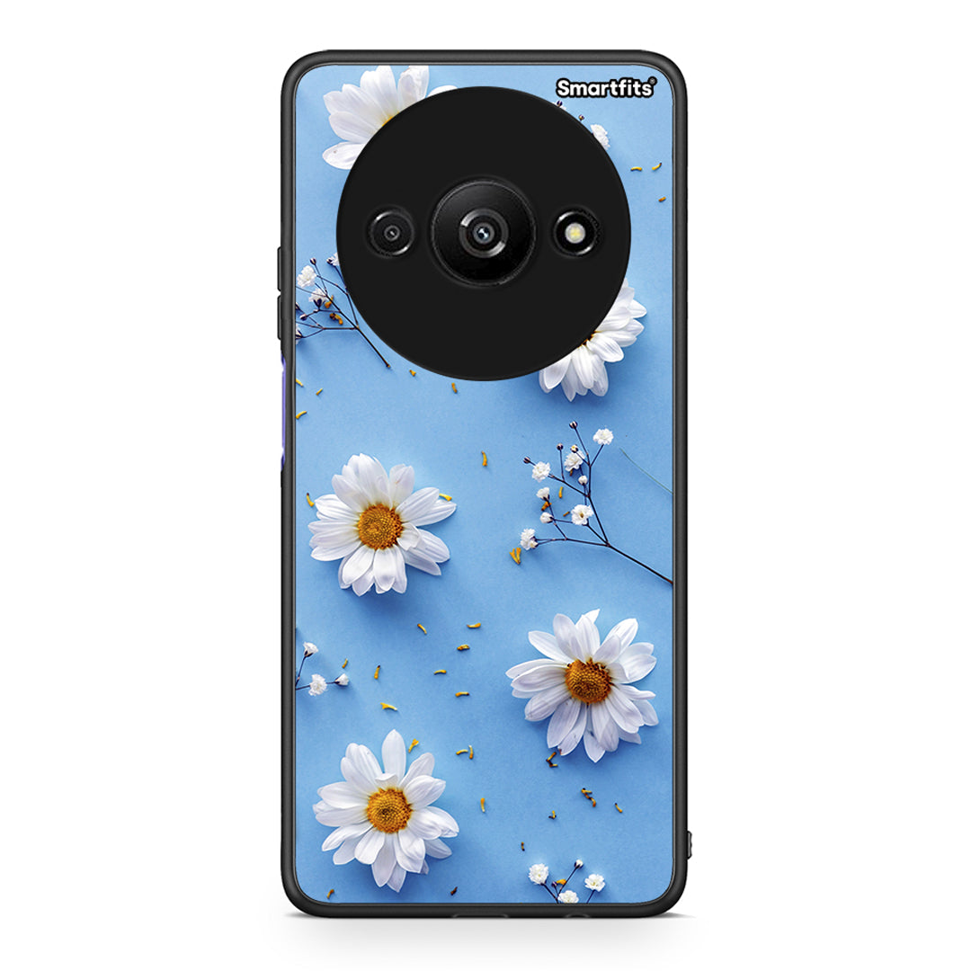 Xiaomi Redmi A3 Real Daisies θήκη από τη Smartfits με σχέδιο στο πίσω μέρος και μαύρο περίβλημα | Smartphone case with colorful back and black bezels by Smartfits