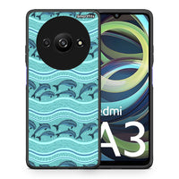 Thumbnail for Θήκη Xiaomi Redmi A3 Swimming Dolphins από τη Smartfits με σχέδιο στο πίσω μέρος και μαύρο περίβλημα | Xiaomi Redmi A3 Swimming Dolphins case with colorful back and black bezels