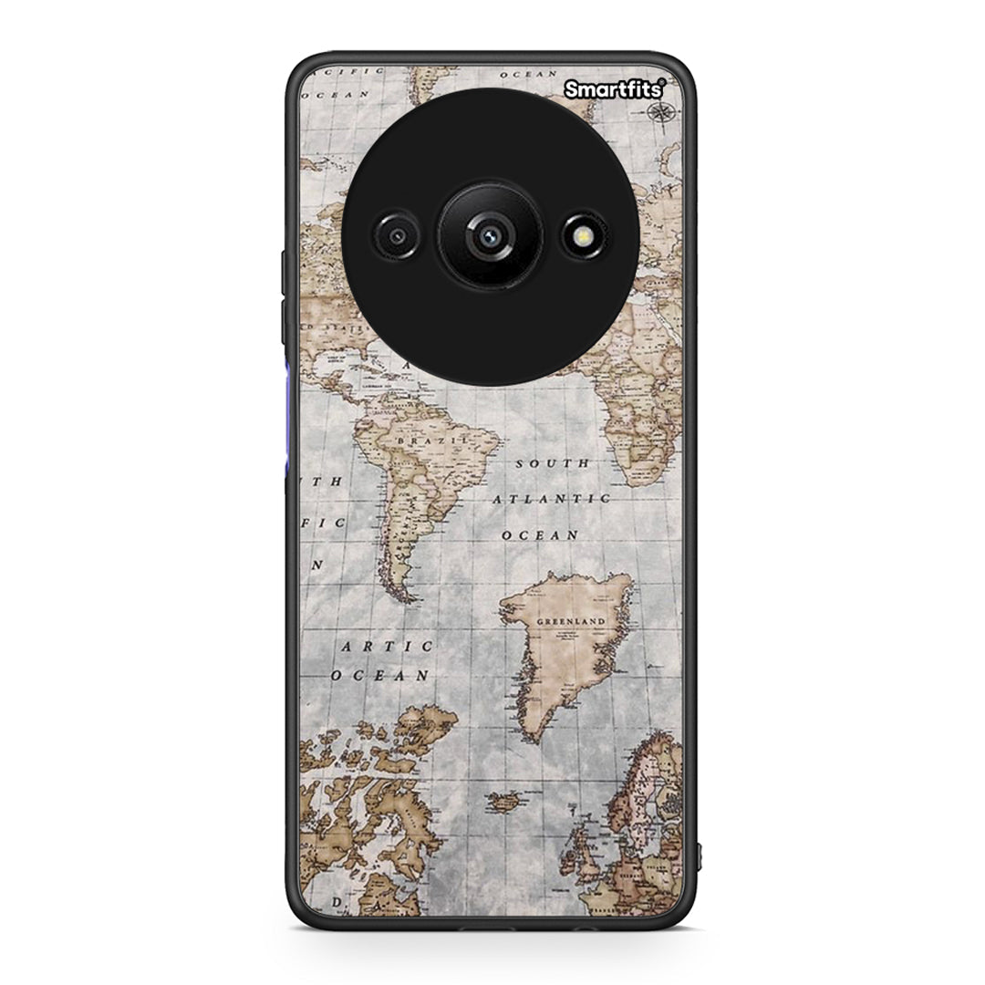 Xiaomi Redmi A3 World Map Θήκη από τη Smartfits με σχέδιο στο πίσω μέρος και μαύρο περίβλημα | Smartphone case with colorful back and black bezels by Smartfits