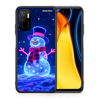 Thumbnail for Θήκη Xiaomi Redmi Note 10 5G/Poco M3 Pro Christmas Neon Snowman από τη Smartfits με σχέδιο στο πίσω μέρος και μαύρο περίβλημα | Xiaomi Redmi Note 10 5G/Poco M3 Pro Christmas Neon Snowman case with colorful back and black bezels