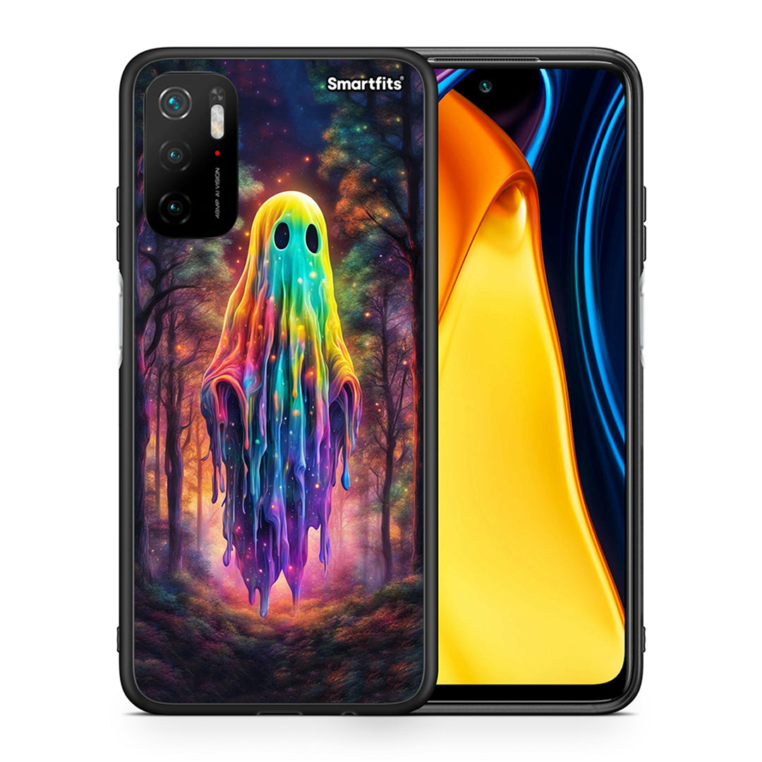 Θήκη Xiaomi Redmi Note 10 5G/Poco M3 Pro Halloween Ghost από τη Smartfits με σχέδιο στο πίσω μέρος και μαύρο περίβλημα | Xiaomi Redmi Note 10 5G/Poco M3 Pro Halloween Ghost case with colorful back and black bezels