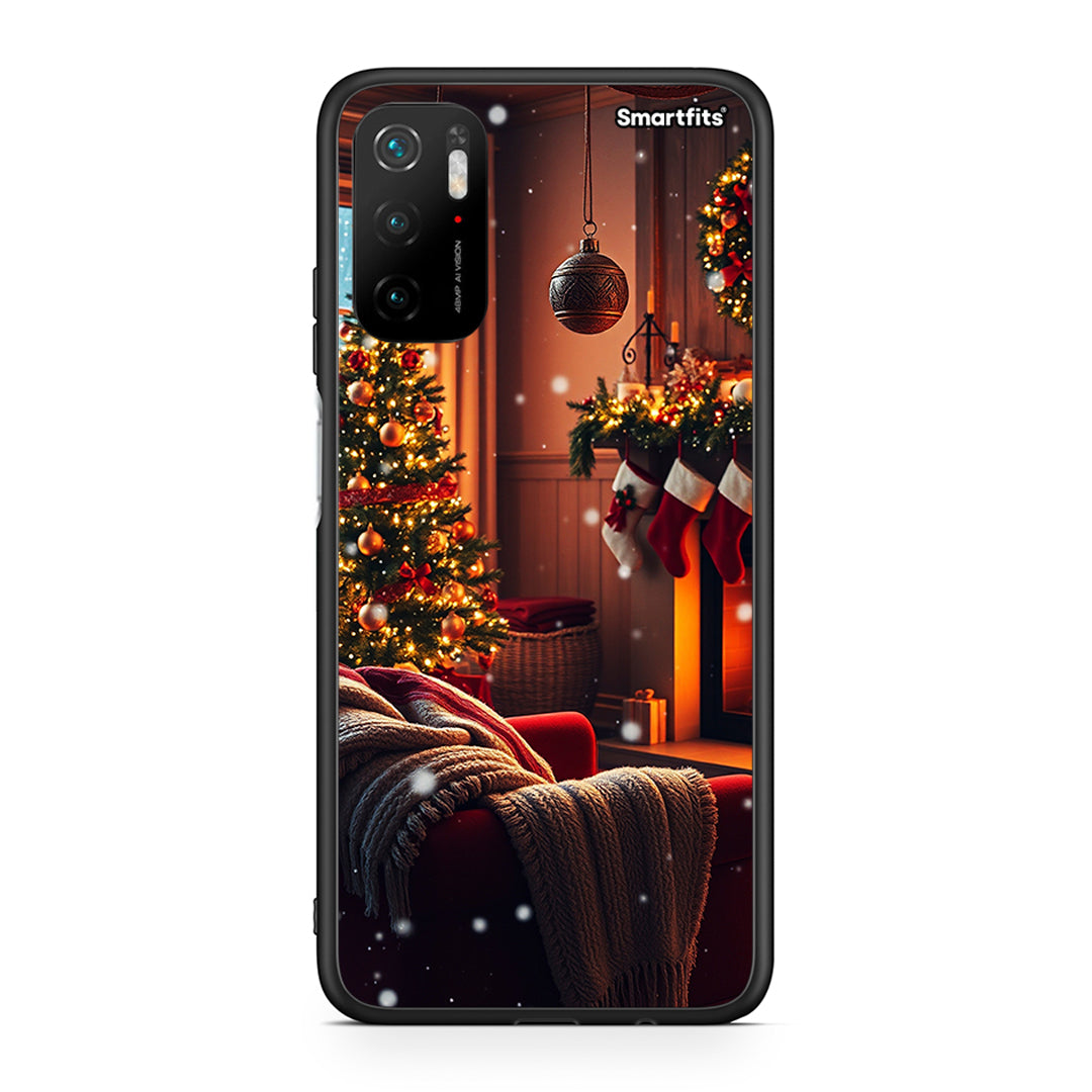 Xiaomi Redmi Note 10 5G/Poco M3 Pro Home For Christmas θήκη από τη Smartfits με σχέδιο στο πίσω μέρος και μαύρο περίβλημα | Smartphone case with colorful back and black bezels by Smartfits