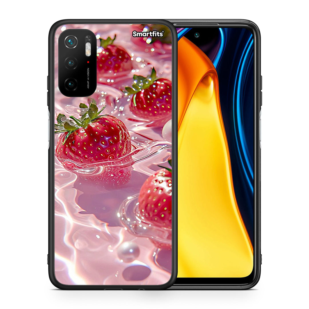 Θήκη Xiaomi Redmi Note 10 5G/Poco M3 Pro Juicy Strawberries από τη Smartfits με σχέδιο στο πίσω μέρος και μαύρο περίβλημα | Xiaomi Redmi Note 10 5G/Poco M3 Pro Juicy Strawberries case with colorful back and black bezels