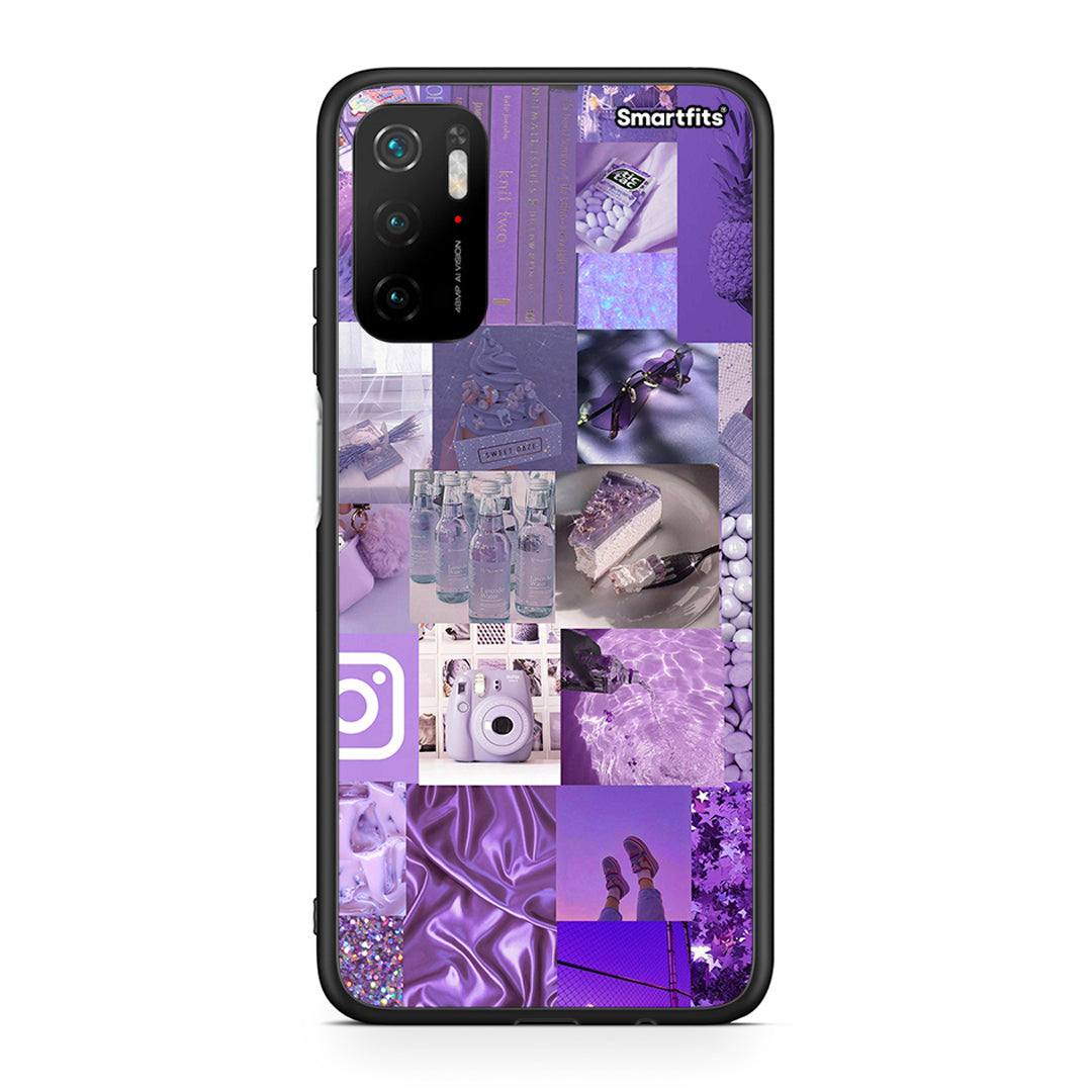 Xiaomi Redmi Note 10 5G/Poco M3 Pro Purple Aesthetic Collage θήκη από τη Smartfits με σχέδιο στο πίσω μέρος και μαύρο περίβλημα | Smartphone case with colorful back and black bezels by Smartfits