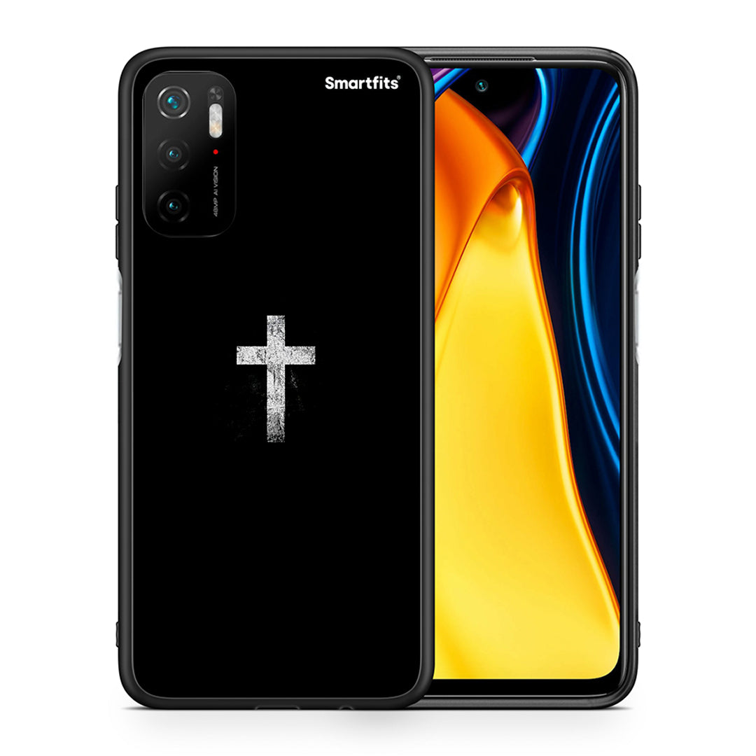 Θήκη Xiaomi Redmi Note 10 5G/Poco M3 Pro White Cross από τη Smartfits με σχέδιο στο πίσω μέρος και μαύρο περίβλημα | Xiaomi Redmi Note 10 5G/Poco M3 Pro White Cross case with colorful back and black bezels