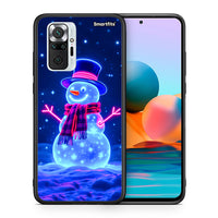 Thumbnail for Θήκη Xiaomi Redmi Note 10 Pro Christmas Neon Snowman από τη Smartfits με σχέδιο στο πίσω μέρος και μαύρο περίβλημα | Xiaomi Redmi Note 10 Pro Christmas Neon Snowman case with colorful back and black bezels