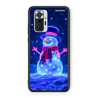 Thumbnail for Xiaomi Redmi Note 10 Pro Christmas Neon Snowman θήκη από τη Smartfits με σχέδιο στο πίσω μέρος και μαύρο περίβλημα | Smartphone case with colorful back and black bezels by Smartfits