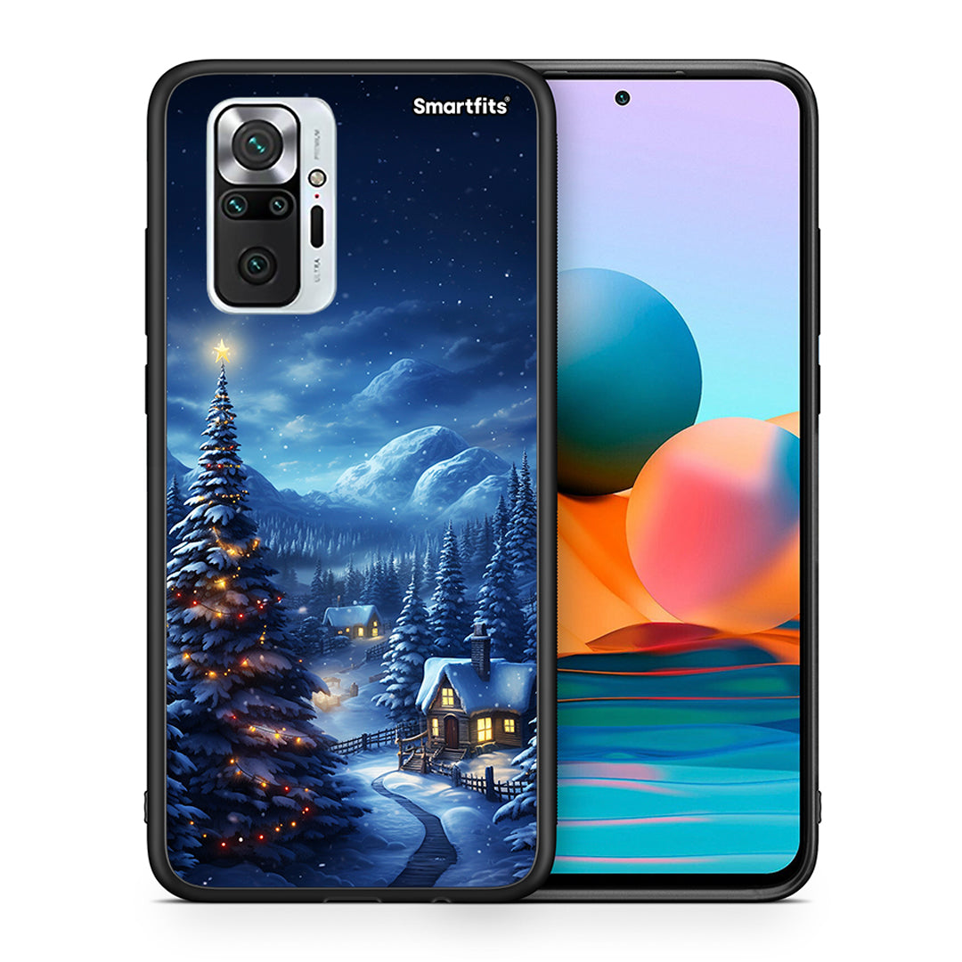 Θήκη Xiaomi Redmi Note 10 Pro Christmas Scenery από τη Smartfits με σχέδιο στο πίσω μέρος και μαύρο περίβλημα | Xiaomi Redmi Note 10 Pro Christmas Scenery case with colorful back and black bezels