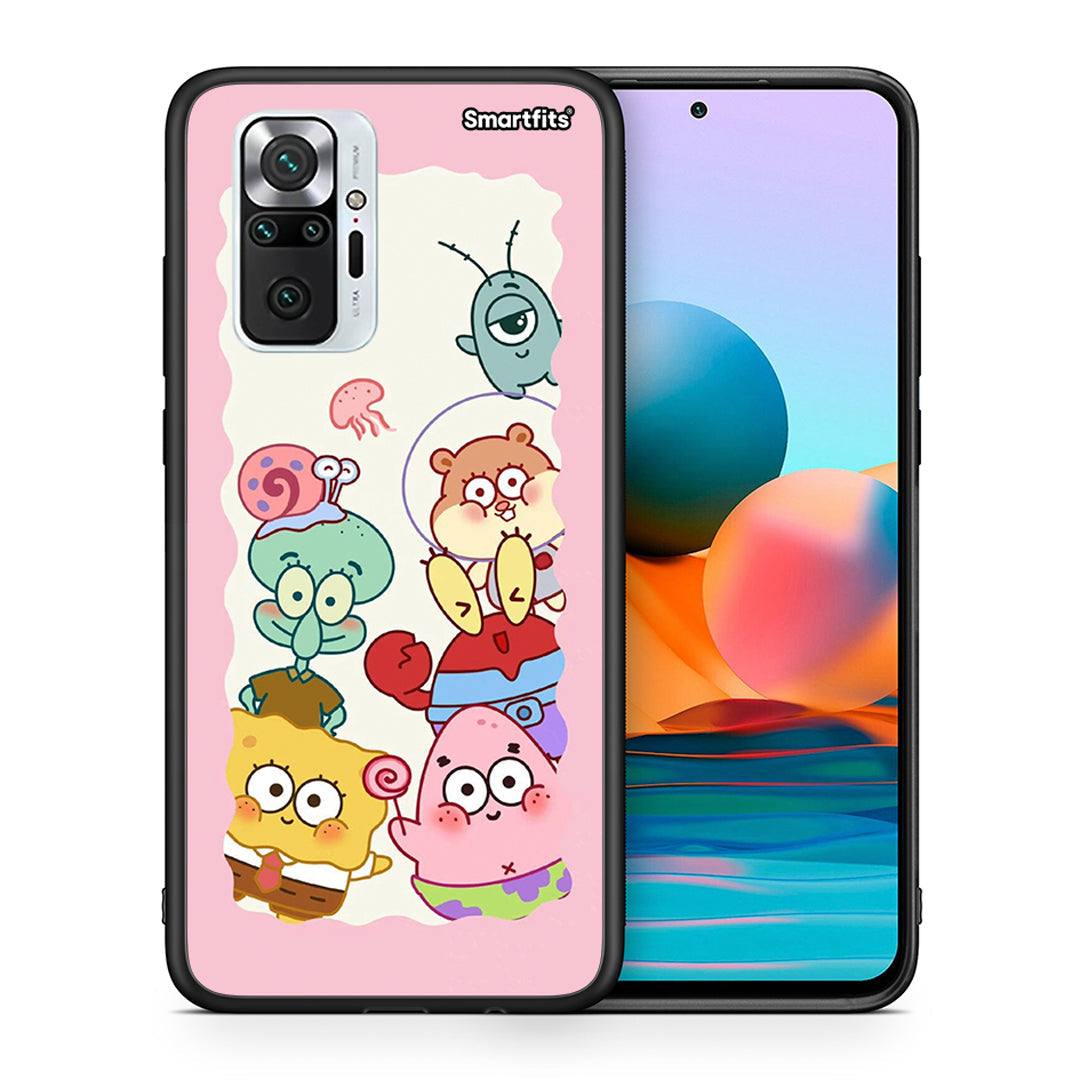 Θήκη Xiaomi Redmi Note 10 Pro Cute Companion από τη Smartfits με σχέδιο στο πίσω μέρος και μαύρο περίβλημα | Xiaomi Redmi Note 10 Pro Cute Companion case with colorful back and black bezels