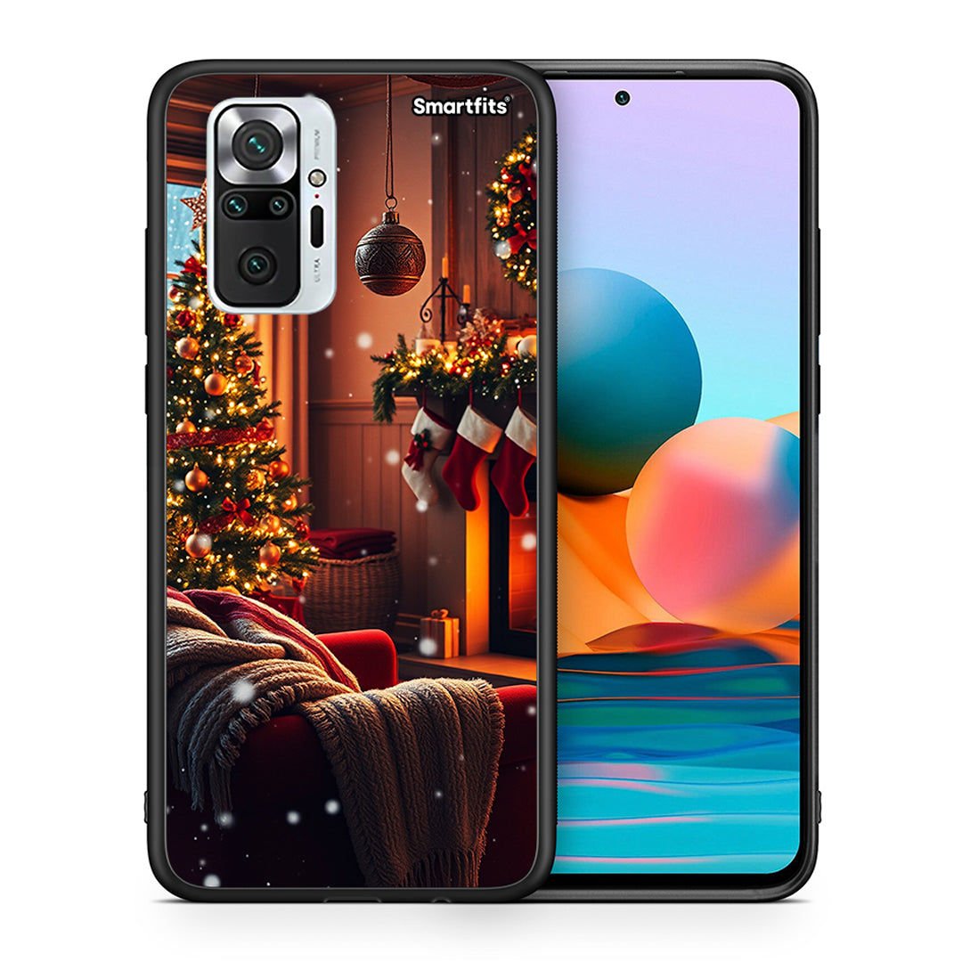 Θήκη Xiaomi Redmi Note 10 Pro Home For Christmas από τη Smartfits με σχέδιο στο πίσω μέρος και μαύρο περίβλημα | Xiaomi Redmi Note 10 Pro Home For Christmas case with colorful back and black bezels