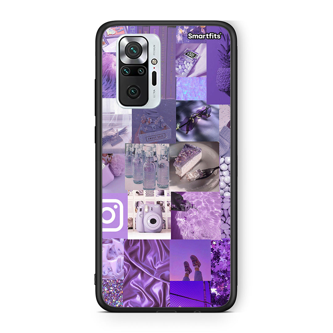 Xiaomi Redmi Note 10 Pro Purple Aesthetic Collage θήκη από τη Smartfits με σχέδιο στο πίσω μέρος και μαύρο περίβλημα | Smartphone case with colorful back and black bezels by Smartfits