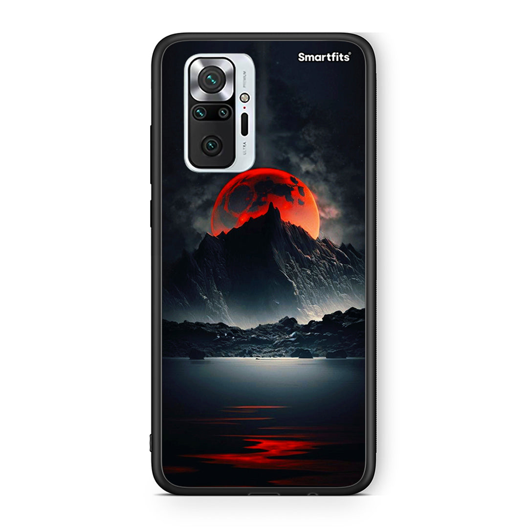 Xiaomi Redmi Note 10 Pro Red Full Moon θήκη από τη Smartfits με σχέδιο στο πίσω μέρος και μαύρο περίβλημα | Smartphone case with colorful back and black bezels by Smartfits