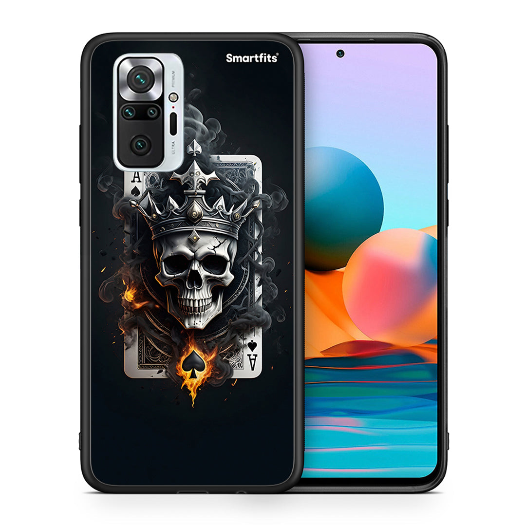 Θήκη Xiaomi Redmi Note 10 Pro Skull King Ace από τη Smartfits με σχέδιο στο πίσω μέρος και μαύρο περίβλημα | Xiaomi Redmi Note 10 Pro Skull King Ace case with colorful back and black bezels