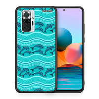 Thumbnail for Θήκη Xiaomi Redmi Note 10 Pro Swimming Dolphins από τη Smartfits με σχέδιο στο πίσω μέρος και μαύρο περίβλημα | Xiaomi Redmi Note 10 Pro Swimming Dolphins case with colorful back and black bezels