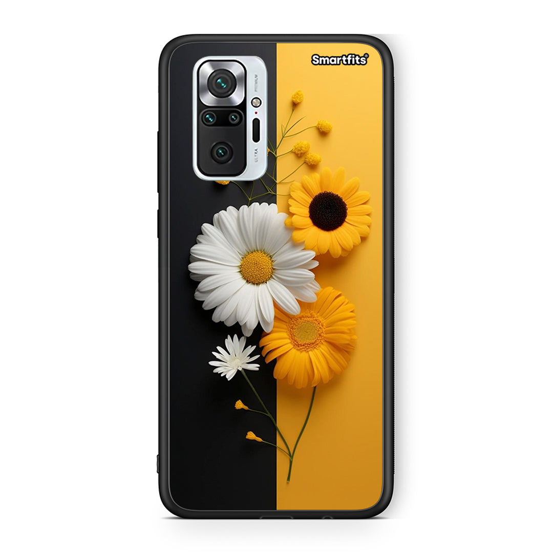 Xiaomi Redmi Note 10 Pro Yellow Daisies θήκη από τη Smartfits με σχέδιο στο πίσω μέρος και μαύρο περίβλημα | Smartphone case with colorful back and black bezels by Smartfits