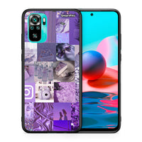 Thumbnail for Θήκη Xiaomi Redmi Note 10 Purple Aesthetic Collage από τη Smartfits με σχέδιο στο πίσω μέρος και μαύρο περίβλημα | Xiaomi Redmi Note 10 Purple Aesthetic Collage case with colorful back and black bezels