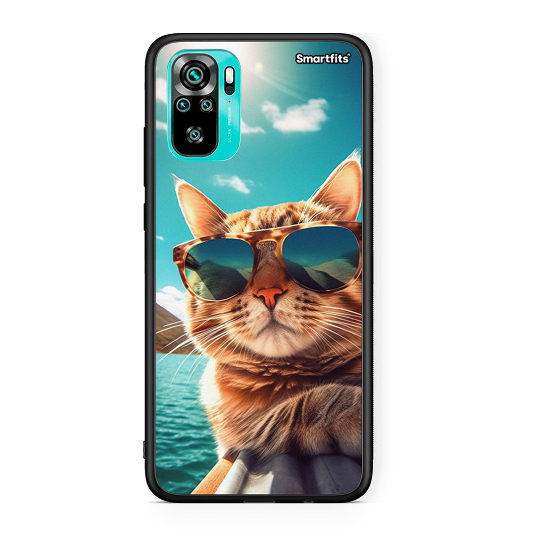 Xiaomi Redmi Note 10 Summer Cat θήκη από τη Smartfits με σχέδιο στο πίσω μέρος και μαύρο περίβλημα | Smartphone case with colorful back and black bezels by Smartfits