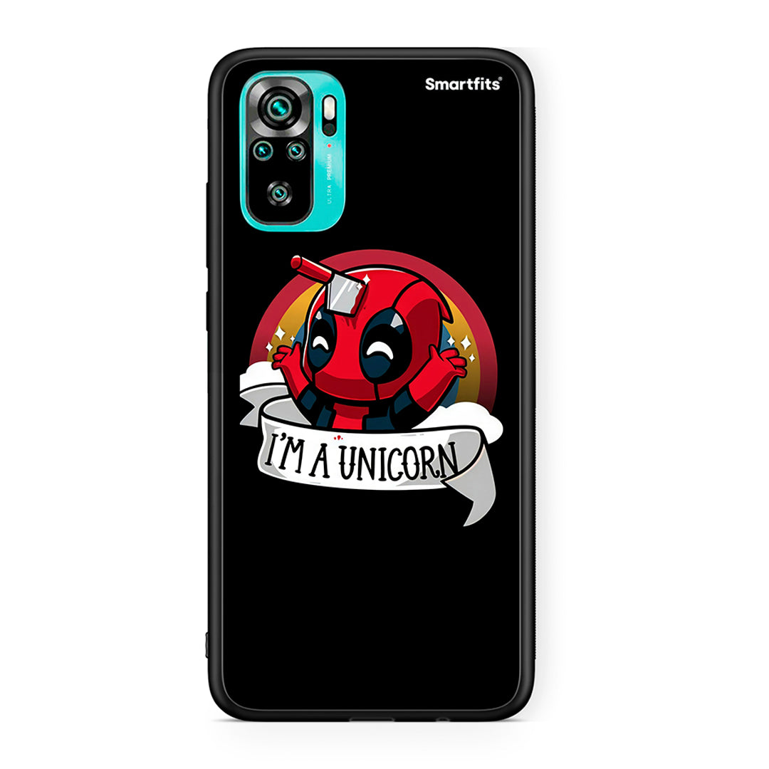 Xiaomi Redmi Note 10 Unicorn Deadpool θήκη από τη Smartfits με σχέδιο στο πίσω μέρος και μαύρο περίβλημα | Smartphone case with colorful back and black bezels by Smartfits