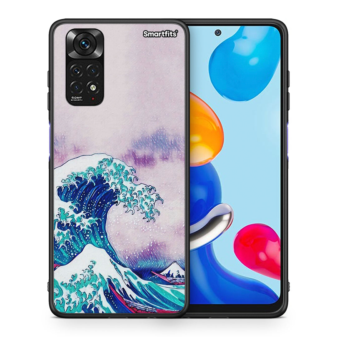 Θήκη Xiaomi Redmi Note 11 Blue Waves από τη Smartfits με σχέδιο στο πίσω μέρος και μαύρο περίβλημα | Xiaomi Redmi Note 11 Blue Waves case with colorful back and black bezels