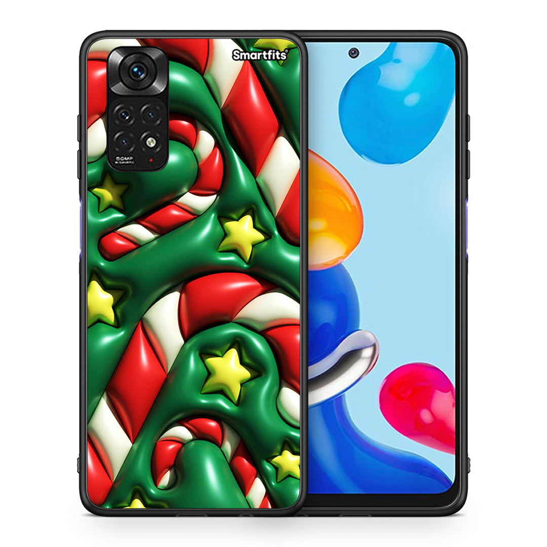 Θήκη Xiaomi Redmi Note 11 Christmas Bubbles από τη Smartfits με σχέδιο στο πίσω μέρος και μαύρο περίβλημα | Xiaomi Redmi Note 11 Christmas Bubbles case with colorful back and black bezels