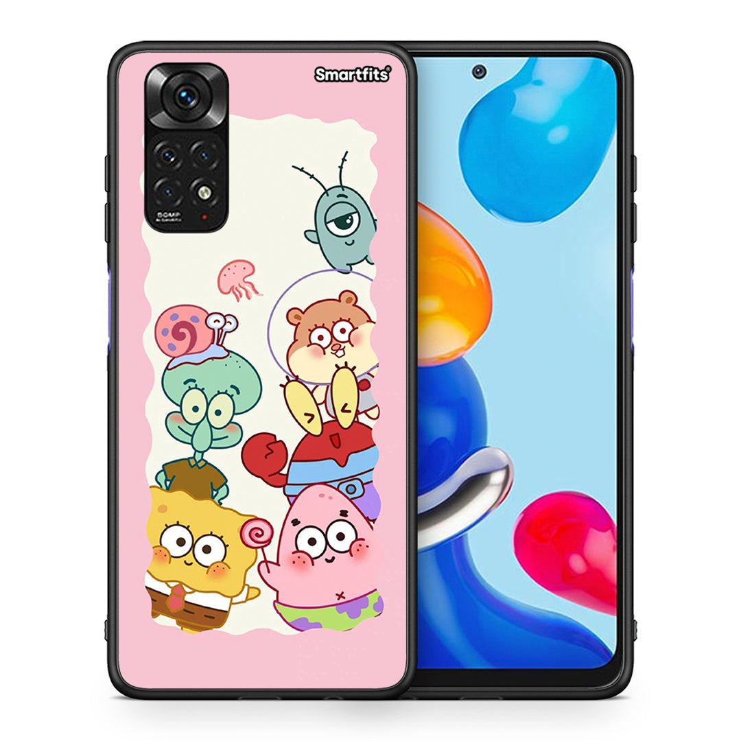 Θήκη Xiaomi Redmi Note 11 Cute Companion από τη Smartfits με σχέδιο στο πίσω μέρος και μαύρο περίβλημα | Xiaomi Redmi Note 11 Cute Companion case with colorful back and black bezels