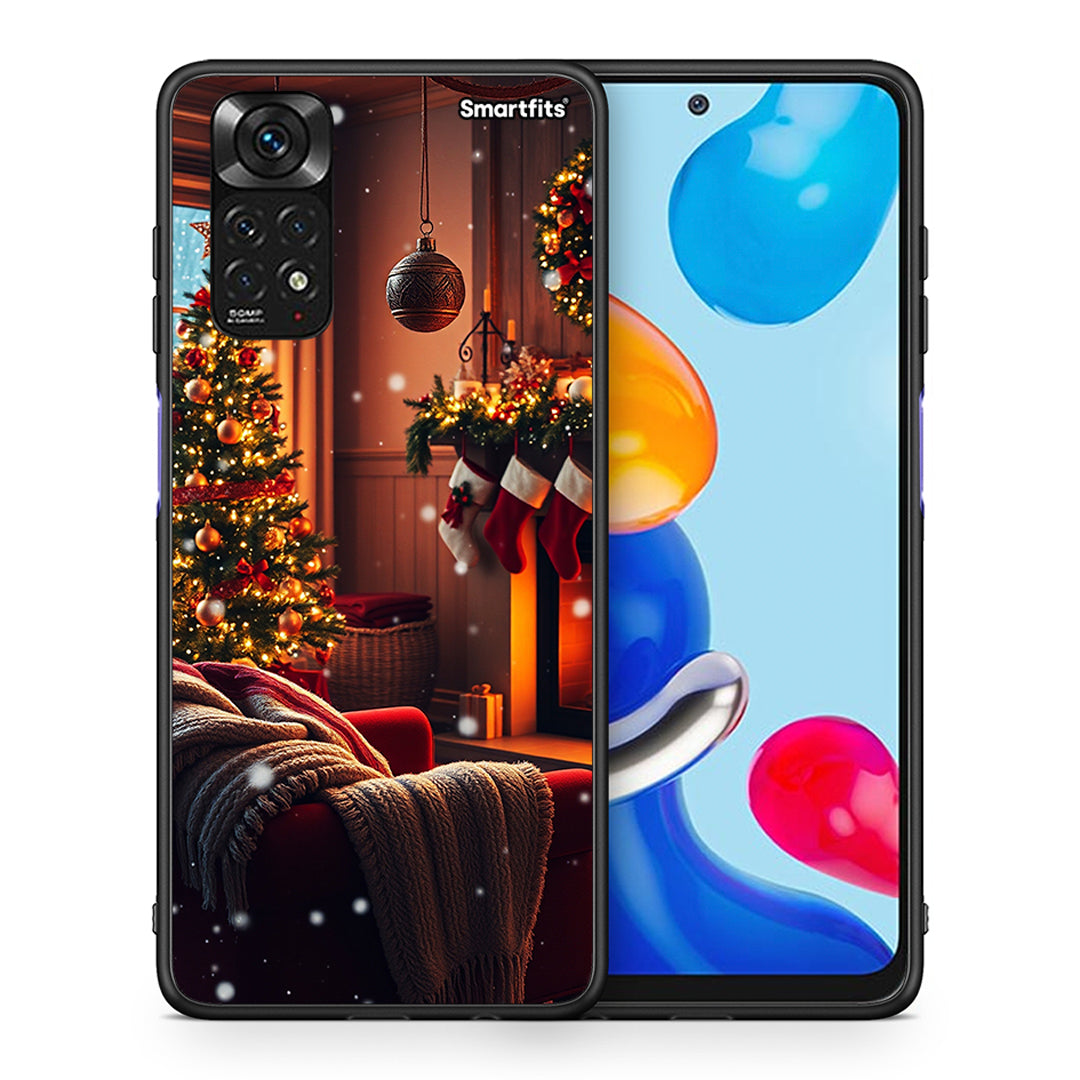 Θήκη Xiaomi Redmi Note 11 Home For Christmas από τη Smartfits με σχέδιο στο πίσω μέρος και μαύρο περίβλημα | Xiaomi Redmi Note 11 Home For Christmas case with colorful back and black bezels