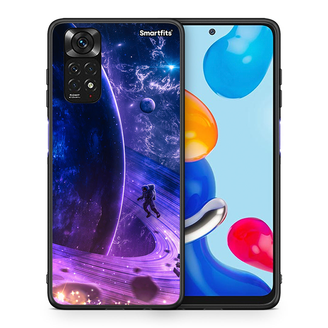 Θήκη Xiaomi Redmi Note 11 Lost Astronaut από τη Smartfits με σχέδιο στο πίσω μέρος και μαύρο περίβλημα | Xiaomi Redmi Note 11 Lost Astronaut case with colorful back and black bezels