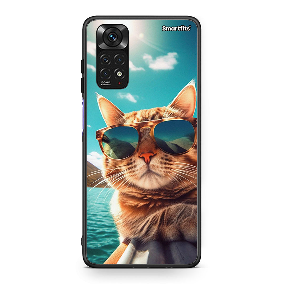 Xiaomi Redmi 10/Redmi Note 11 4G Summer Cat θήκη από τη Smartfits με σχέδιο στο πίσω μέρος και μαύρο περίβλημα | Smartphone case with colorful back and black bezels by Smartfits