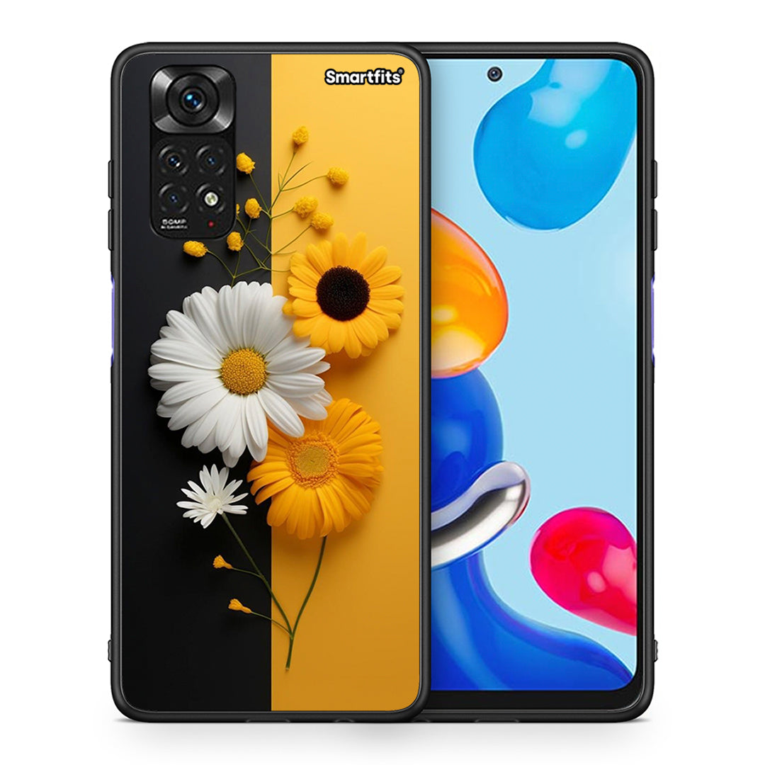 Θήκη Xiaomi Redmi 10/Redmi Note 11 4G Yellow Daisies από τη Smartfits με σχέδιο στο πίσω μέρος και μαύρο περίβλημα | Xiaomi Redmi 10/Redmi Note 11 4G Yellow Daisies case with colorful back and black bezels