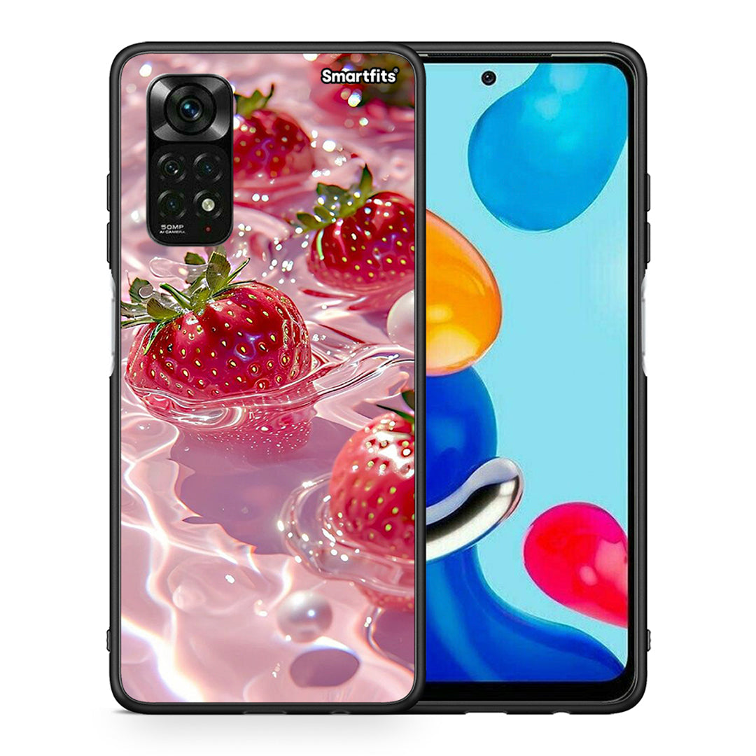 Θήκη Xiaomi Redmi Note 12 Pro 4G Juicy Strawberries από τη Smartfits με σχέδιο στο πίσω μέρος και μαύρο περίβλημα | Xiaomi Redmi Note 12 Pro 4G Juicy Strawberries case with colorful back and black bezels