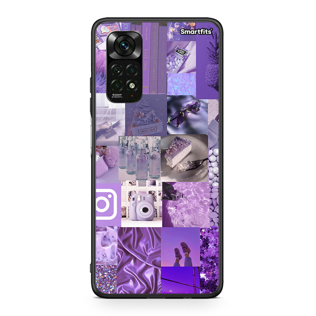 Xiaomi Redmi Note 11 Pro 5G Purple Aesthetic Collage θήκη από τη Smartfits με σχέδιο στο πίσω μέρος και μαύρο περίβλημα | Smartphone case with colorful back and black bezels by Smartfits