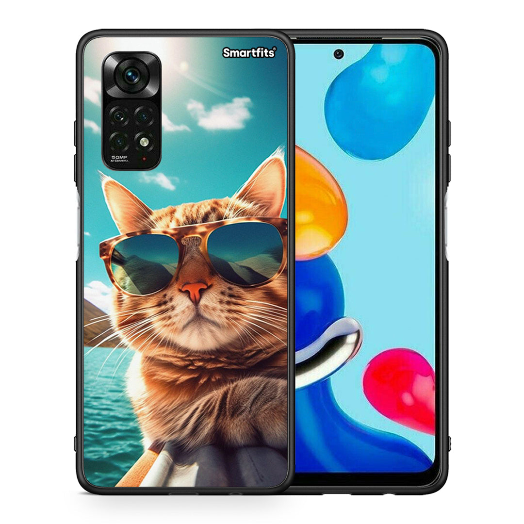 Θήκη Xiaomi Redmi Note 11 Pro 5G Summer Cat από τη Smartfits με σχέδιο στο πίσω μέρος και μαύρο περίβλημα | Xiaomi Redmi Note 11 Pro 5G Summer Cat case with colorful back and black bezels