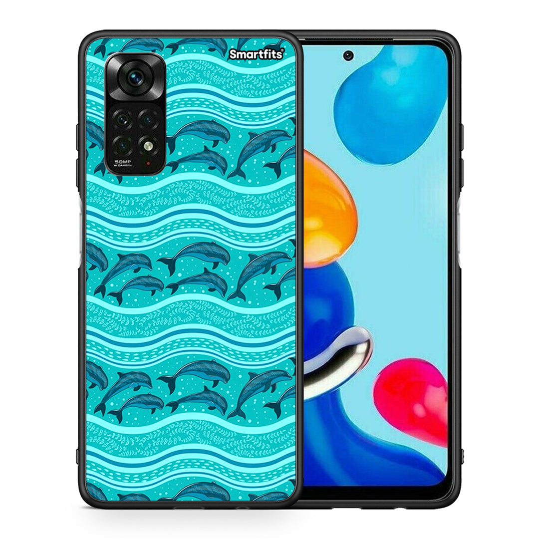 Θήκη Xiaomi Redmi Note 12 Pro 4G Swimming Dolphins από τη Smartfits με σχέδιο στο πίσω μέρος και μαύρο περίβλημα | Xiaomi Redmi Note 12 Pro 4G Swimming Dolphins case with colorful back and black bezels