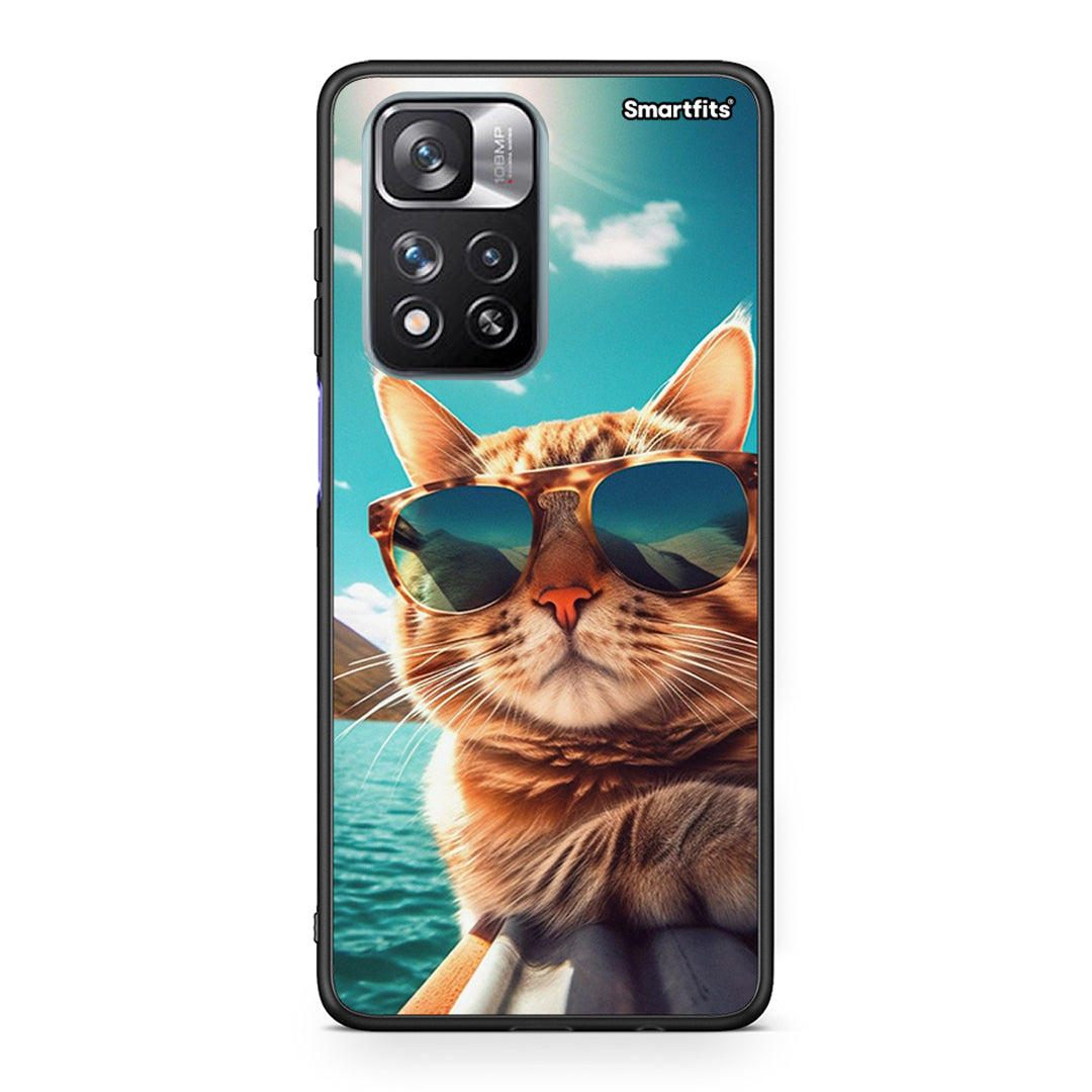 Xiaomi Redmi Note 11 Pro/11 Pro+ Summer Cat θήκη από τη Smartfits με σχέδιο στο πίσω μέρος και μαύρο περίβλημα | Smartphone case with colorful back and black bezels by Smartfits