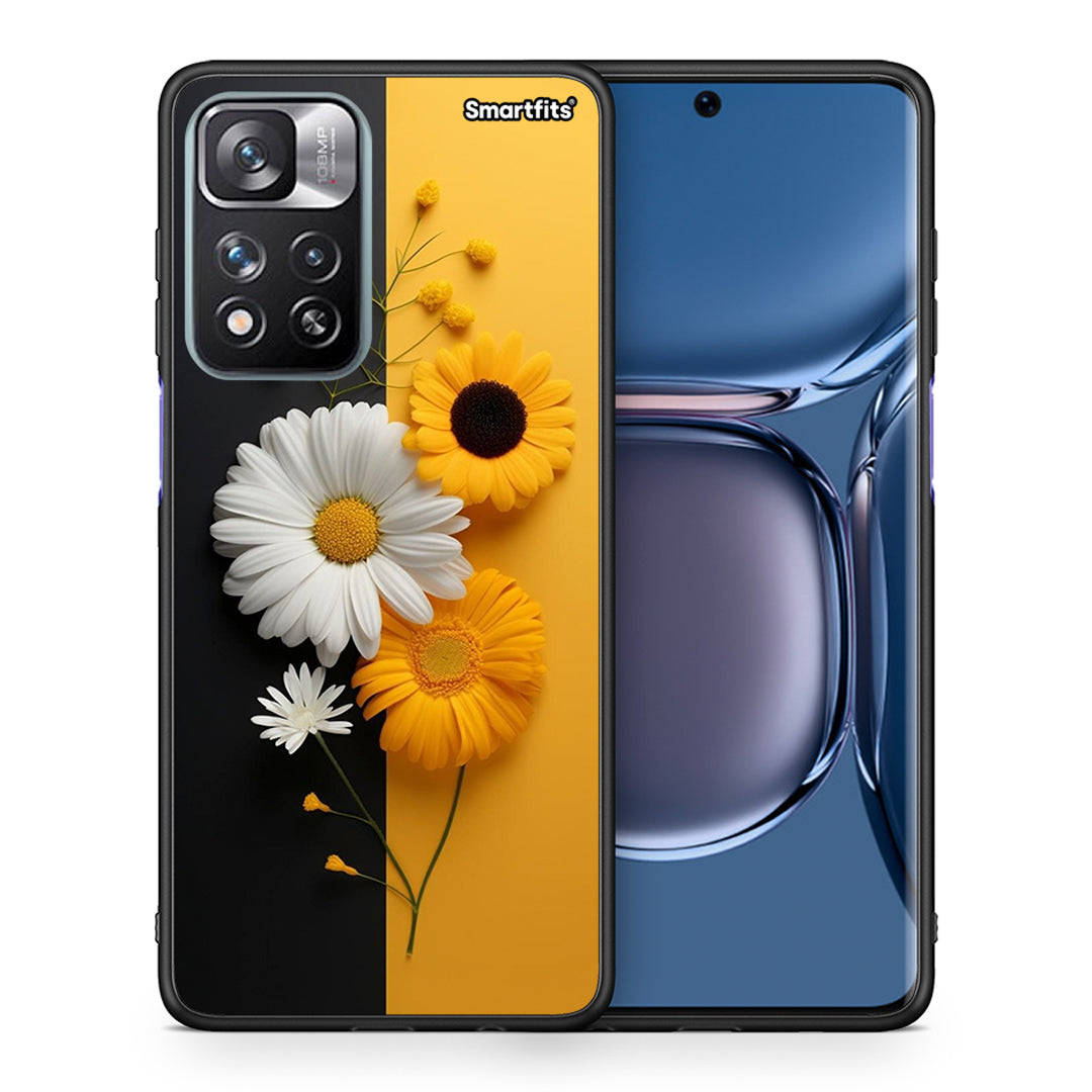 Θήκη Xiaomi Redmi Note 11 Pro/11 Pro+ Yellow Daisies από τη Smartfits με σχέδιο στο πίσω μέρος και μαύρο περίβλημα | Xiaomi Redmi Note 11 Pro/11 Pro+ Yellow Daisies case with colorful back and black bezels