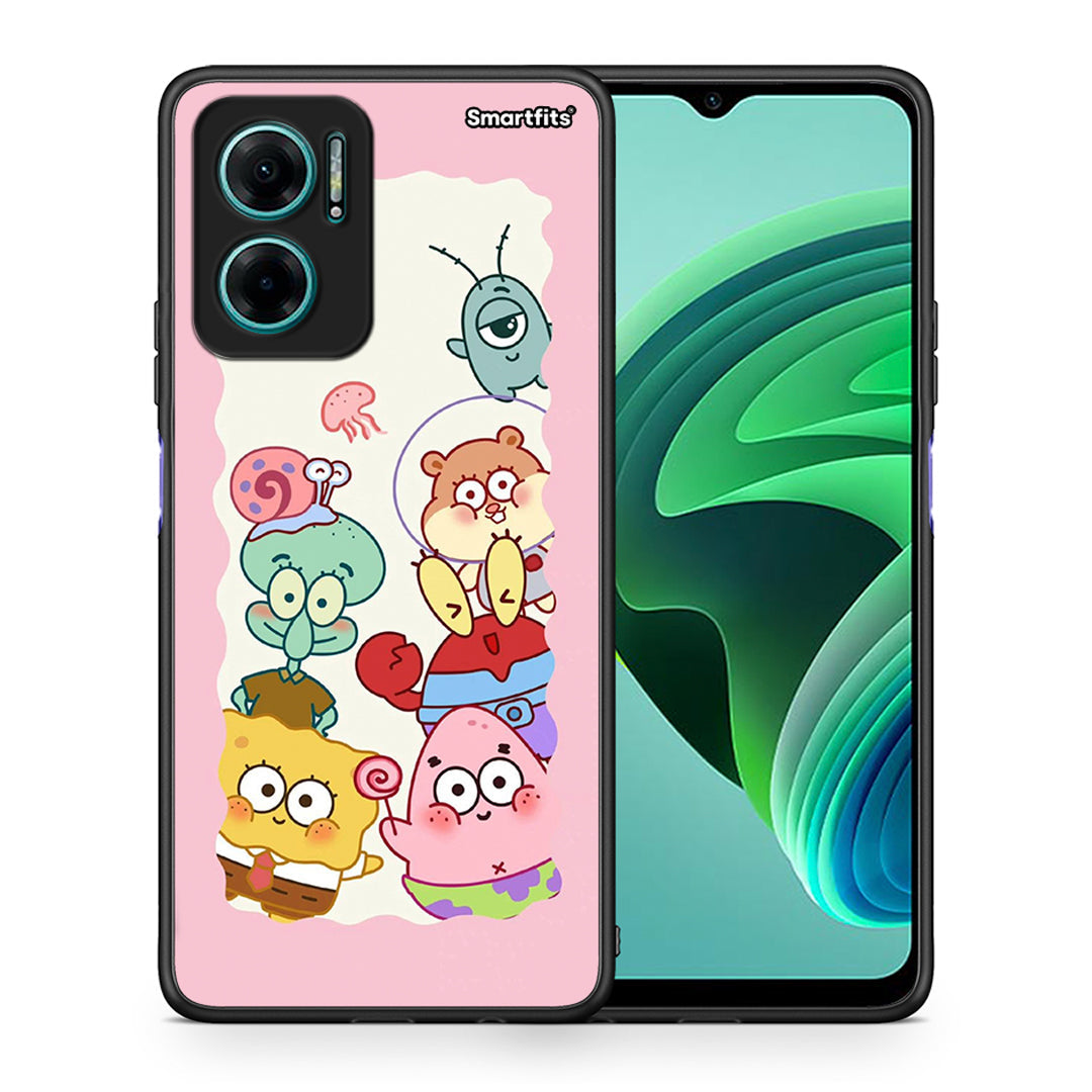 Θήκη Xiaomi Redmi Note 11E Cute Companion από τη Smartfits με σχέδιο στο πίσω μέρος και μαύρο περίβλημα | Xiaomi Redmi Note 11E Cute Companion case with colorful back and black bezels