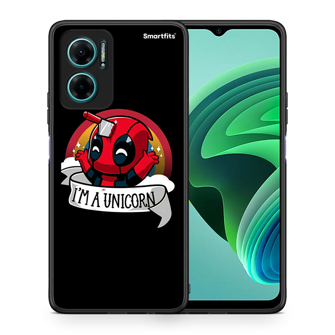 Θήκη Xiaomi Redmi Note 11E Unicorn Deadpool από τη Smartfits με σχέδιο στο πίσω μέρος και μαύρο περίβλημα | Xiaomi Redmi Note 11E Unicorn Deadpool case with colorful back and black bezels