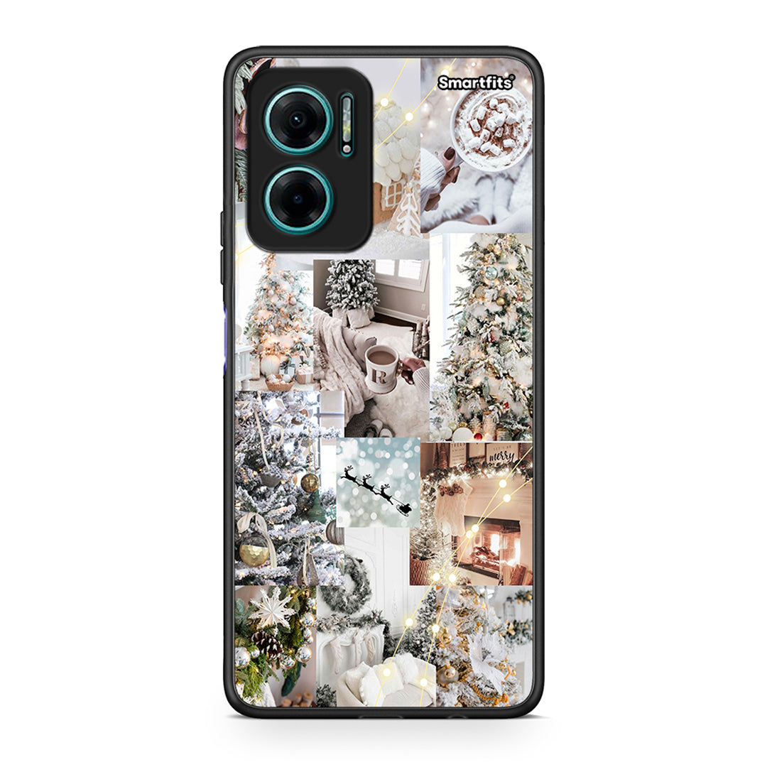 Xiaomi Redmi Note 11E White Christmas θήκη από τη Smartfits με σχέδιο στο πίσω μέρος και μαύρο περίβλημα | Smartphone case with colorful back and black bezels by Smartfits