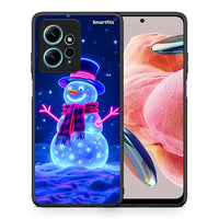 Thumbnail for Θήκη Xiaomi Redmi Note 12 4G / Redmi K60 Pro Christmas Neon Snowman από τη Smartfits με σχέδιο στο πίσω μέρος και μαύρο περίβλημα | Xiaomi Redmi Note 12 4G / Redmi K60 Pro Christmas Neon Snowman Case with Colorful Back and Black Bezels